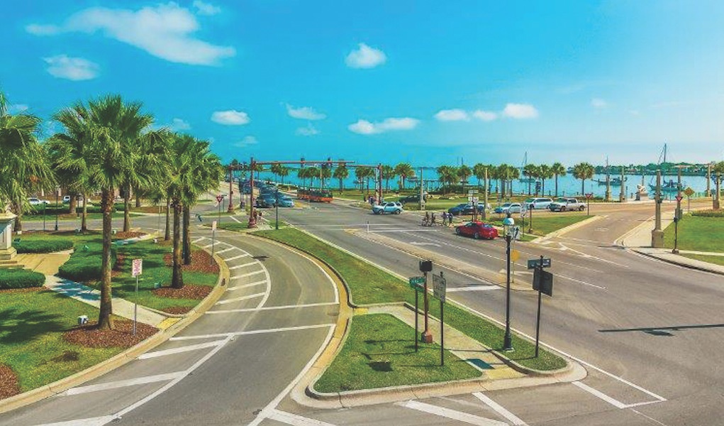 View of the Bayfront from A1A Ale Works in St. Augustine, Florida