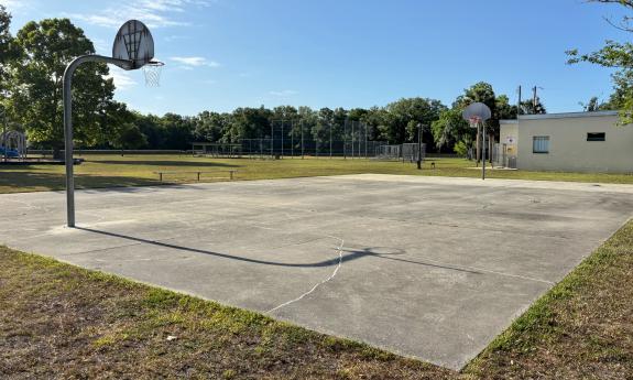 A spacious basketball court