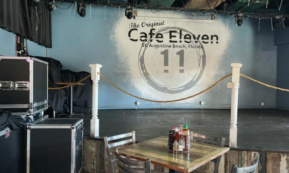 A stage used for hosting live music, shows, and more