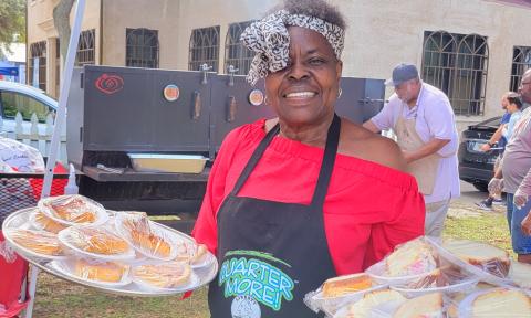 A female chef with her dishes